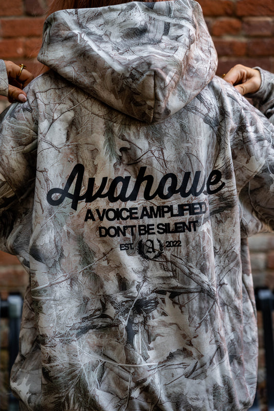 Don’t Be Silent White Camo Hoodie | Avahouse Apparel (Pre-Sale Limited Edition)